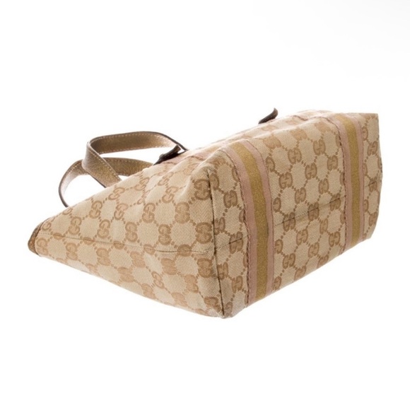 Gucci Gold and Beige Signature Tote - Picture 5 of 15